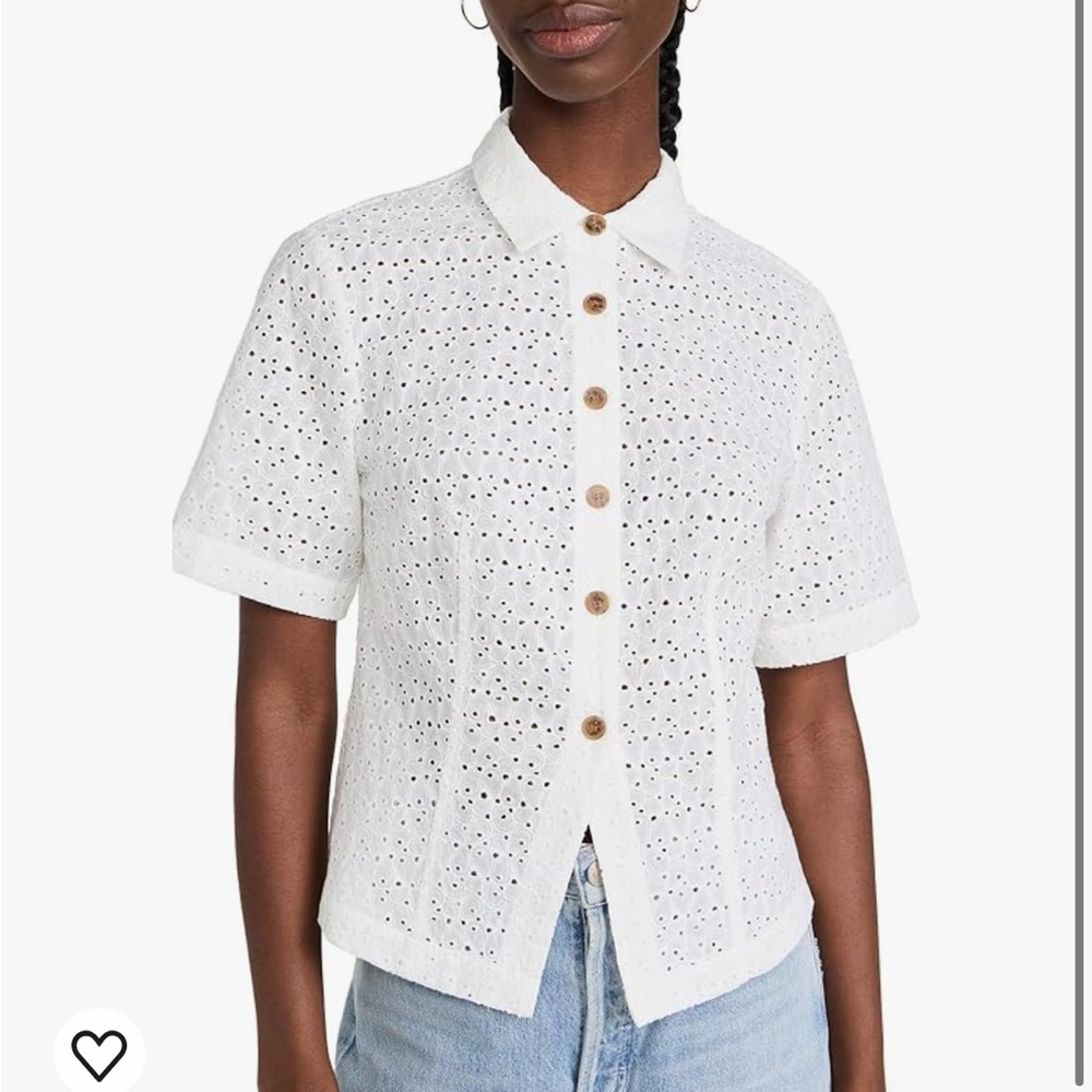 Rebecca Taylor‎ Women's Lea Eyelet Short Sleeve Blouse
